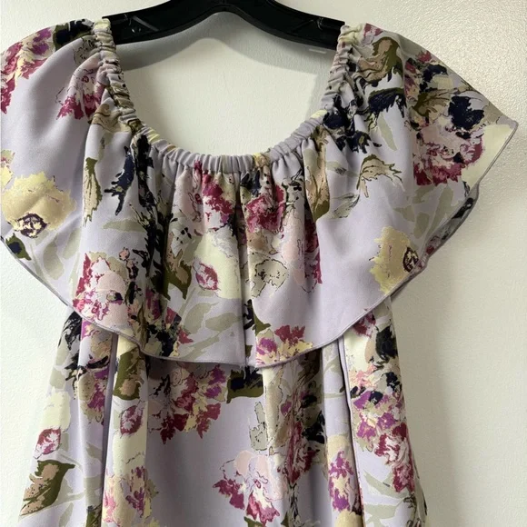 Wilfred Aritzia Promener Floral Off Shoulder Blouse Silk Trim Size Small - Picture 10 of 11
